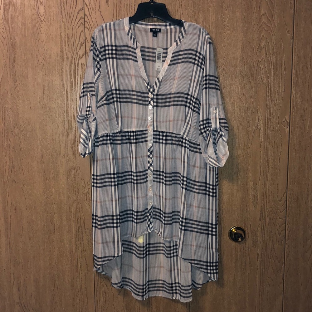 Torrid, Long back, Plaid Top, 1X